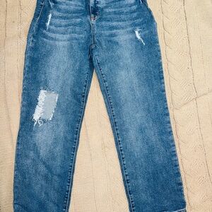 Fashion Nova Blue Distressed Boyfriend Jeans